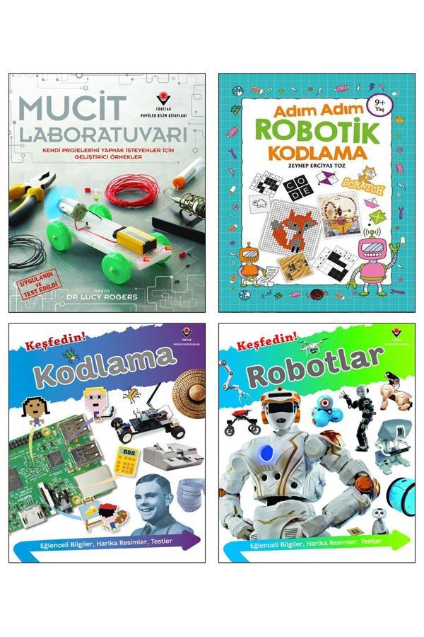 Tübitak Yayınları Mucit Laboratuvarı + Adım Adım Robotik Kodlama + Keşfedin! Kodlama + Keşfedin! Robotlar / 4Lü Set - Tübitak Yayınları - Image 1