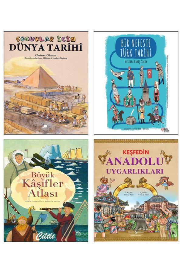 İş Bankası Kültür Yayınları Çocuklar İçin Dünya Tarihi + Bir Nefeste Türk Tarihi + Anadolu Uygarlıkları + Büyük Kaşifler Atlası - İş Bankası Kültür Yayınları - Image 1