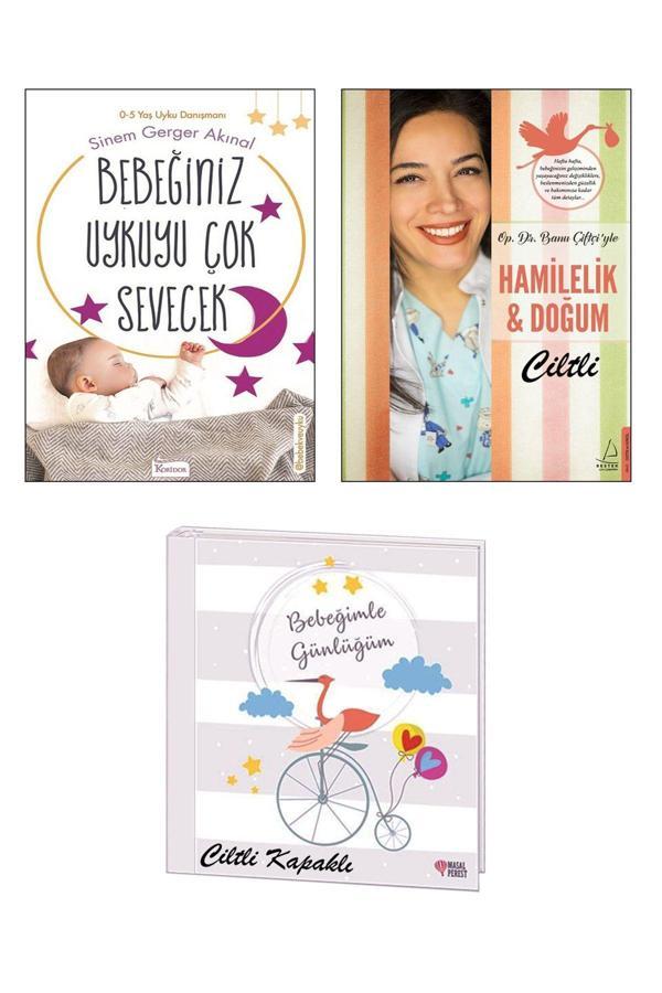 Destek Yayınları Hamilelik Ve Doğum Banu Çiftçi + Bebeğiniz Uykuyu Çok Sevecek + Ciltli Bebek Günlüğü / 3Lü Set - Destek Yayınları - Image 1