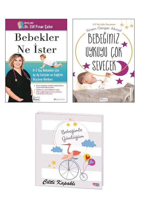 Koridor Yayıncılık Ciltli Bebek Günlüğü + Bebekler Ne İster Elif Pınar Çakır + Bebeğiniz Uykuyu Çok Sevecek / 3Lü Set - Koridor Yayıncılık - Image 1