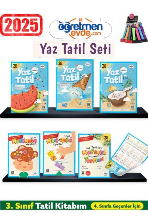 Öğretmen Evde Yayınları Öğretmen Evde 2025 3.Sınıf 7 Parça Yaz Tatil Kitabı(Yeni Ürün)+Kalemlik - Öğretmen Evde Yayınları - Image 1