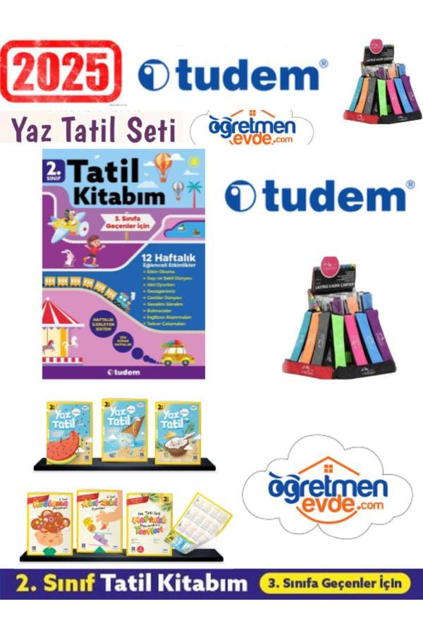 Tudem Yayınları Tudem 2025 2.Sınıf 12 Haf. Tatil Kitabı+Öğretmen Evde 2.Sınıf Yaz Tatil Kitabı Seti(Yeni)+Kalemlik - Tudem Yayınları - Image 1