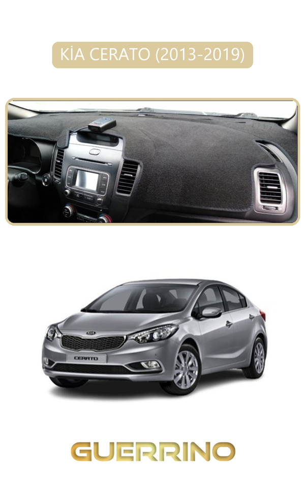 Alisevashop Kia Cerato 2013-2019Torpido Koruma Halısı Bej Kenar  - Image 1