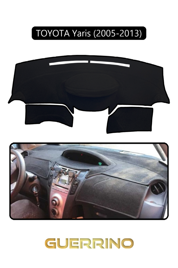 Alisevashop Toyota Yaris (2005-2013)Torpido Koruma Halısı Siyah Kenar  - Image 1