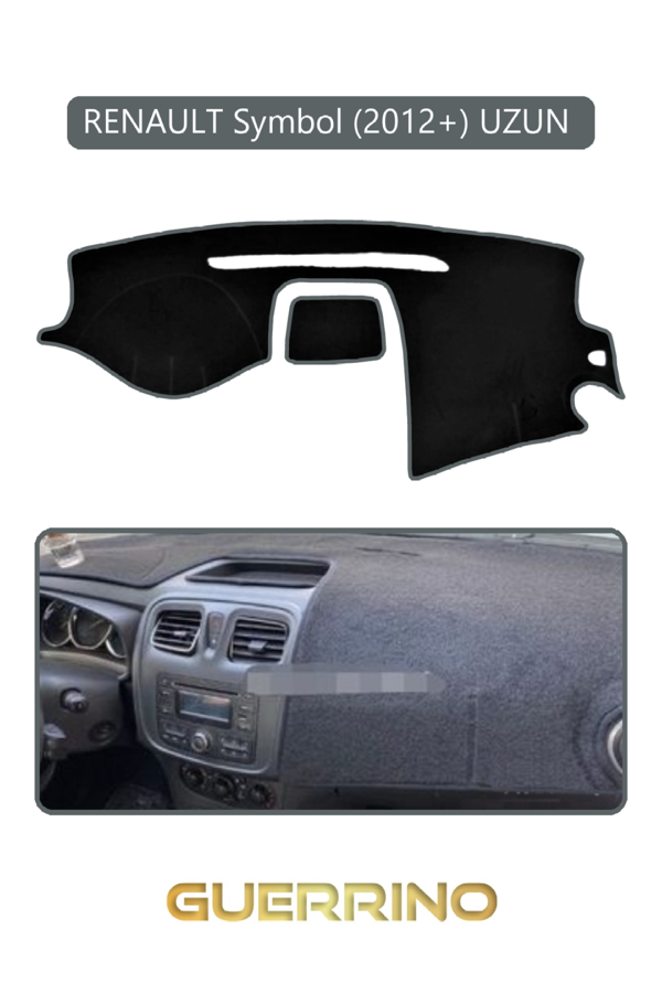 Alisevashop Renault Symbol (2012+) Uzun Torpido Koruma Halısı Gri Kenar  - Image 1