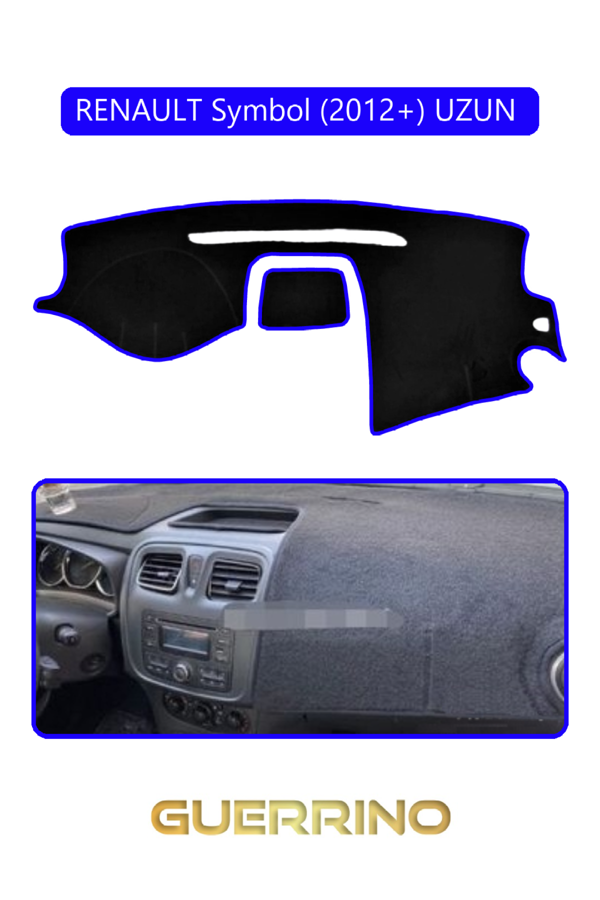 Alisevashop Renault Symbol (2012+) Uzun Torpido Koruma Halısı Mavi Kenar  - Image 1