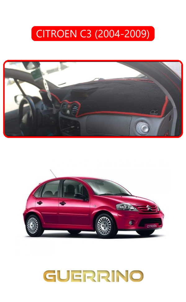 Alisevashop Cıtroen C3 2004-2009Torpido Koruma Halısı Kırmızı Kenar  - Image 1
