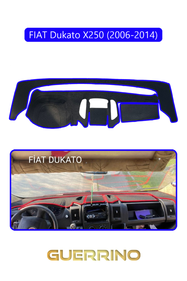 Alisevashop Fıat Dukato X250 2006-2014 Modellerine Uyguntorpido Koruma Halısı Mavi Kenar  - Image 1