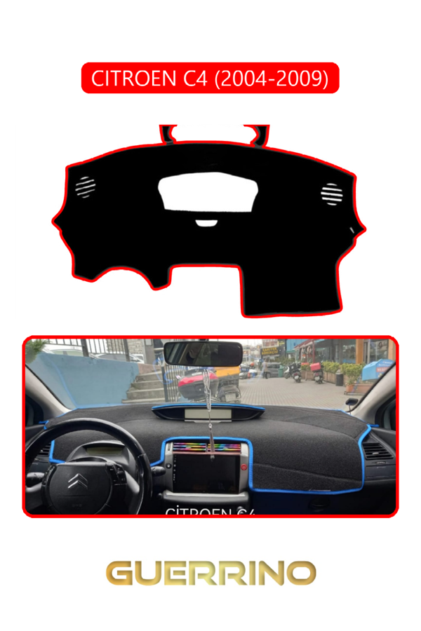 Alisevashop Cıtroen C4 2004-2009Torpido Koruma Halısı Kırmızı Kenar  - Image 1