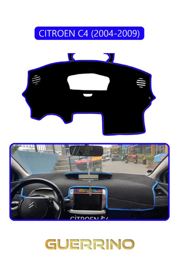 Alisevashop Cıtroen C4 2004-2009Torpido Koruma Halısı Mavi Kenar  - Image 1