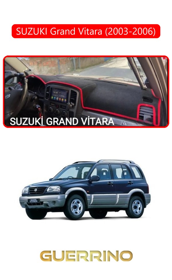 Alisevashop Suzukı Grand Vitara (2003-2006) Torpido Koruma Halısı Kırmızı Kenar  - Image 1