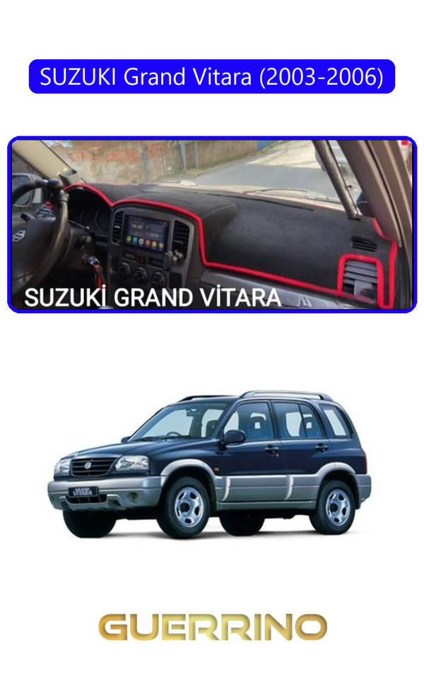 Alisevashop Suzukı Grand Vitara (2003-2006) Torpido Koruma Halısı Mavi Kenar  - Image 1
