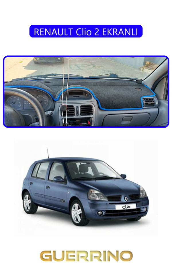 Alisevashop Renault Clio 2 Ekranlıtorpido Koruma Halısı Mavi Kenar  - Image 1