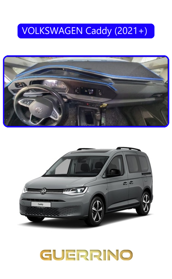 Alisevashop Volkswagen Caddy (2021+) Torpido Koruma Halısı Mavi Kenar  - Image 1