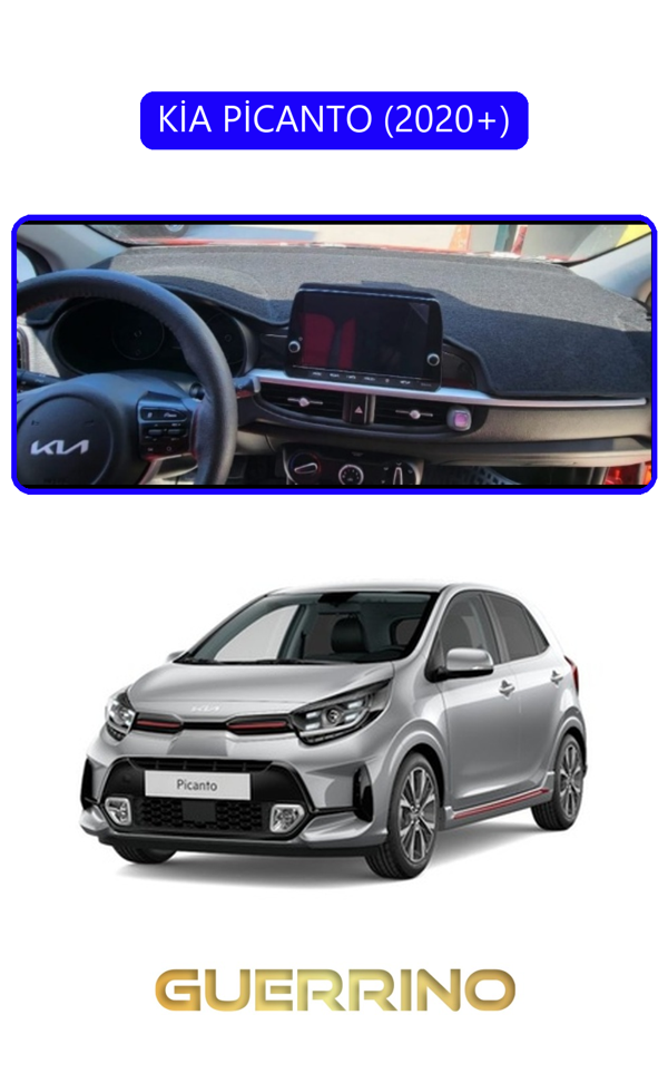 Alisevashop Kia Picanto 2020+Torpido Koruma Halısı Mavi Kenar  - Image 1
