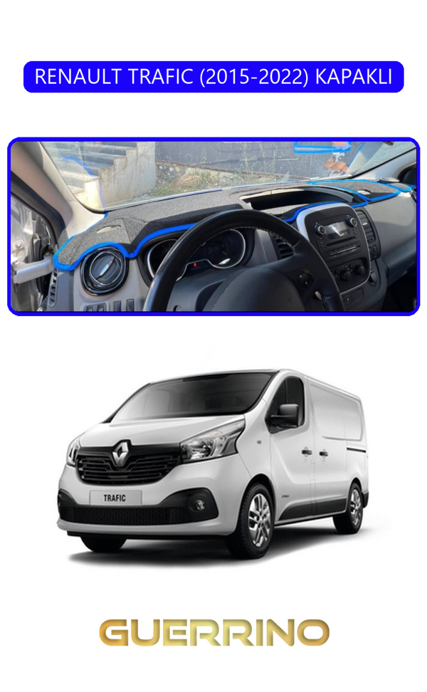 Alisevashop Renault Trafıc (2015-2022) Kapaklıtorpido Koruma Halısı Mavi Kenar  - Image 1