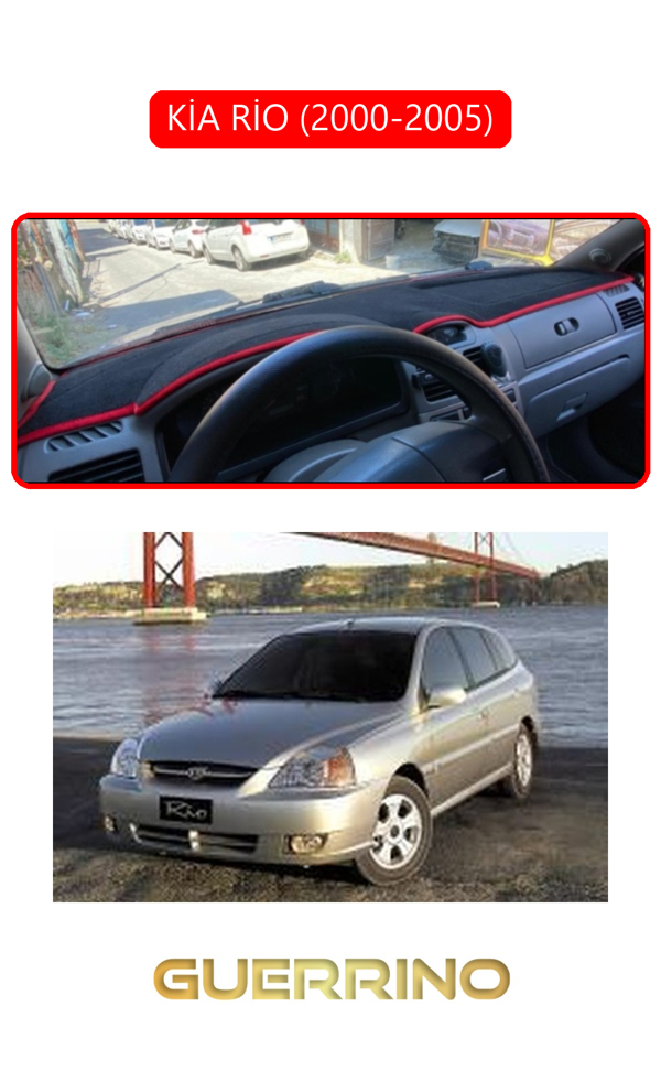 Alisevashop Kia Rio 2000-2005Torpido Koruma Halısı Kırmızı Kenar  - Image 1