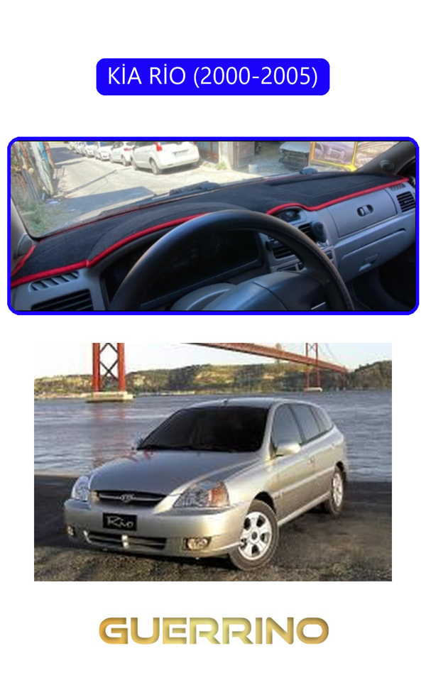 Alisevashop Kia Rio 2000-2005Torpido Koruma Halısı Mavi Kenar  - Image 1