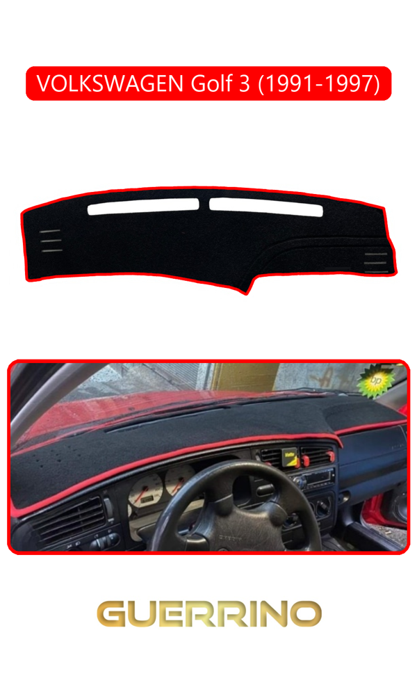 Alisevashop Volkswagen Golf 3 / Vento / Jetta (1991-1997)Torpido Koruma Halısı Kırmızı Kenar  - Image 1