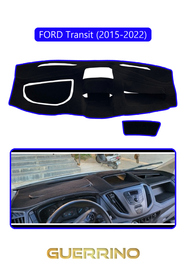 Alisevashop Ford Transit (2015-2022)Torpido Koruma Halısı Mavi Kenar  - Image 1