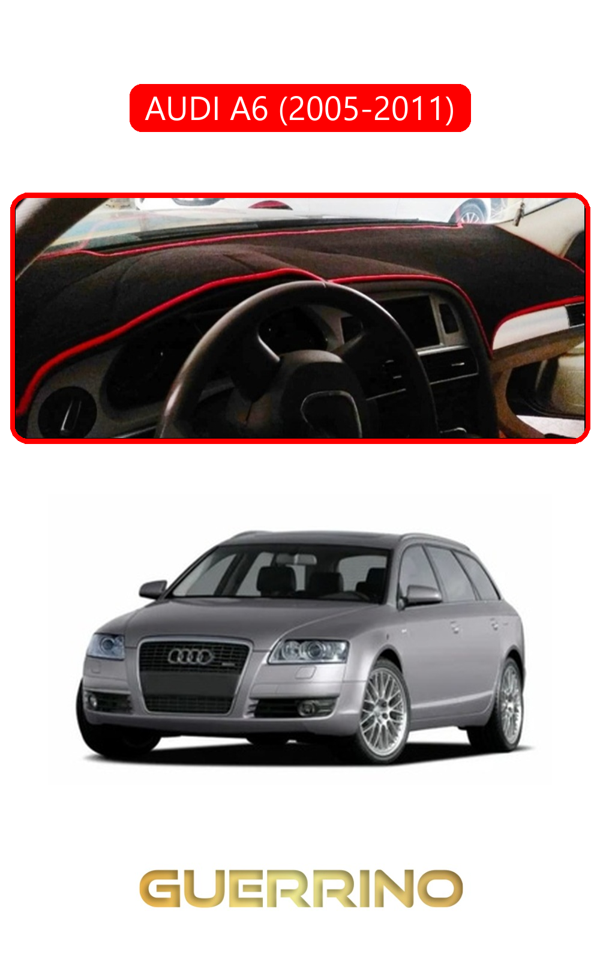 Alisevashop Audı A6 (2005-2011) Torpido Koruma Halısı Kırmızı Kenar  - Image 1