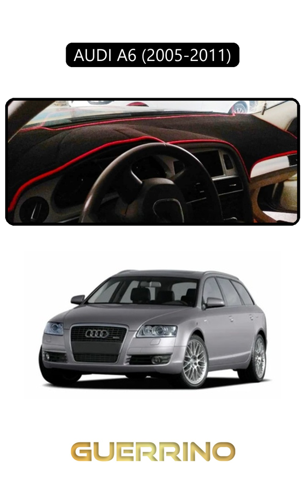 Alisevashop Audı A6 (2005-2011) Torpido Koruma Halısı Siyah Kenar  - Image 1