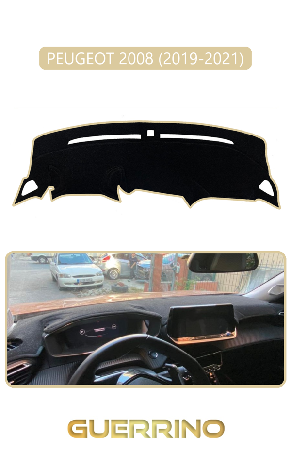 Alisevashop Peugeot 2008 (2019-2021)Torpido Koruma Halısı Bej Kenar  - Image 1