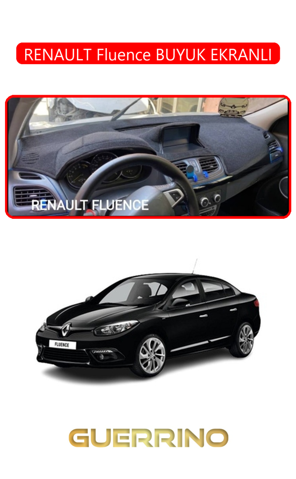 Alisevashop Renault Fluence Buyuk Ekranlıtorpido Koruma Halısı Kırmızı Kenar  - Image 1