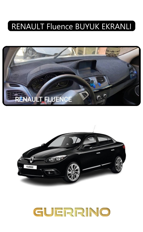 Alisevashop Renault Fluence Buyuk Ekranlıtorpido Koruma Halısı Siyah Kenar  - Image 1