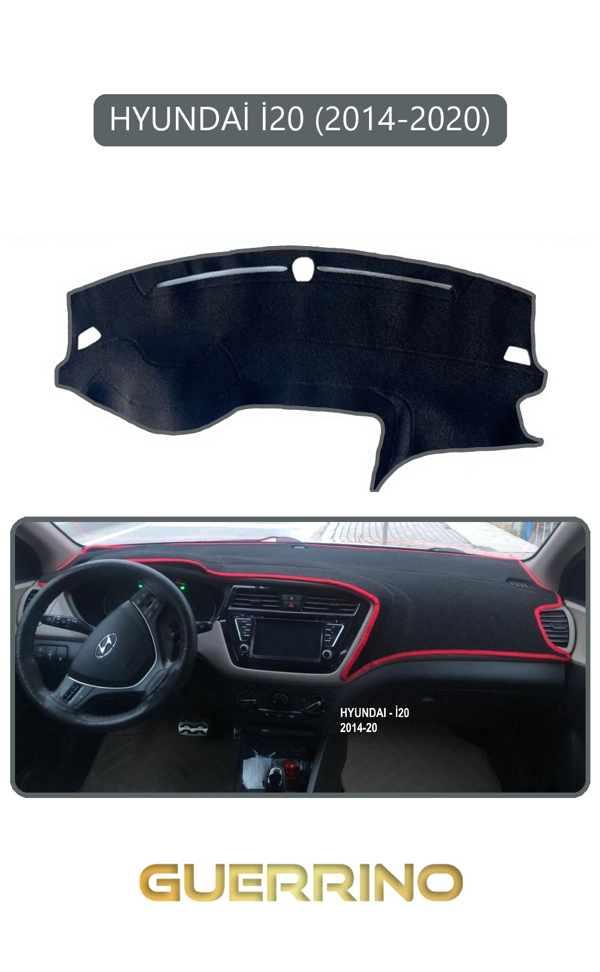 Alisevashop Hyundai İ20 2014-2020Torpido Koruma Halısı Gri Kenar  - Image 1