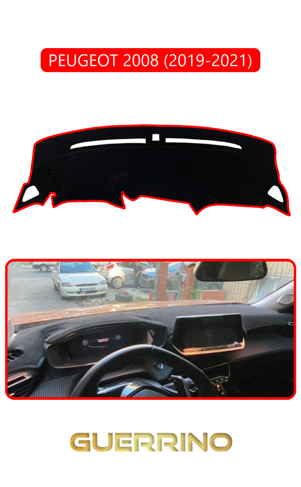 Alisevashop Peugeot 2008 (2019-2021)Torpido Koruma Halısı Kırmızı Kenar  - Image 1