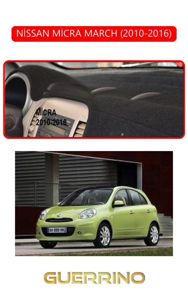 Alisevashop Nissan Micra March 2010-2016Torpido Koruma Halısı Kırmızı Kenar  - Image 1
