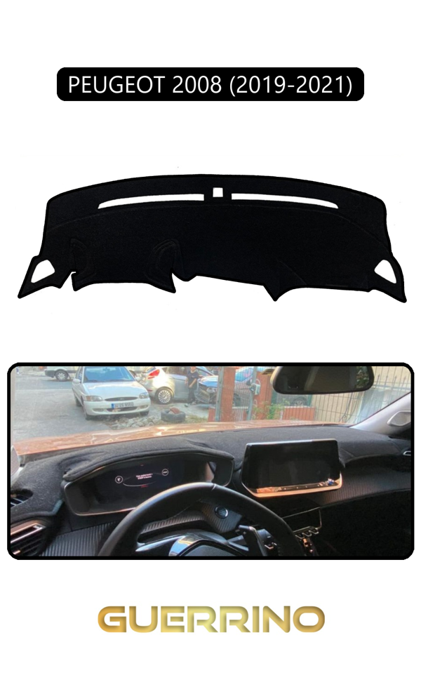 Alisevashop Peugeot 2008 (2019-2021)Torpido Koruma Halısı Siyah Kenar  - Image 1