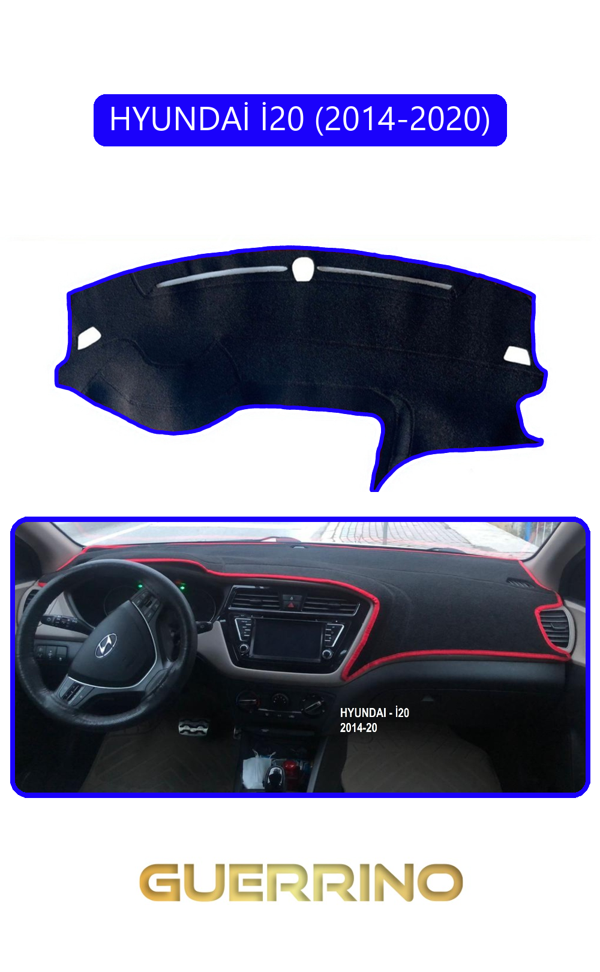 Alisevashop Hyundai İ20 2014-2020Torpido Koruma Halısı Mavi Kenar  - Image 1