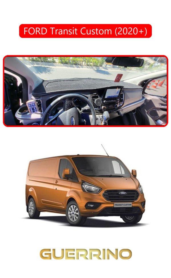 Alisevashop Ford Transit Custom 2020+Torpido Koruma Halısı Kırmızı Kenar  - Image 1