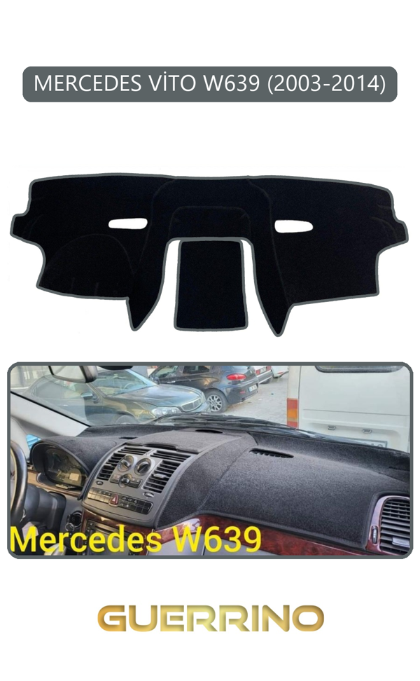 Alisevashop Mercedes Vito W639 2003-2014Torpido Koruma Halısı Gri Kenar  - Image 1