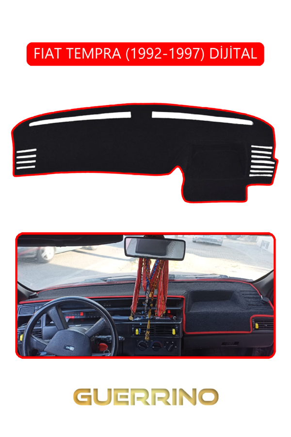 Alisevashop Fıat Tempra 1992-1997 Modellerine Uygun Dijitaltorpido Koruma Halısı Kırmızı Kenar  - Image 1