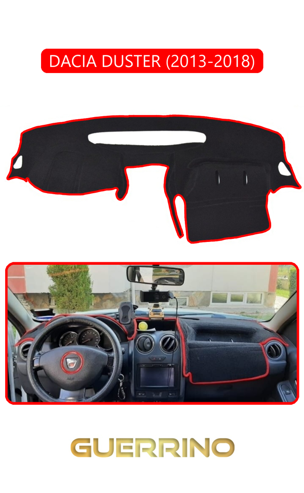 Alisevashop Dacıa Duster 2013-2018Torpido Koruma Halısı Kırmızı Kenar  - Image 1