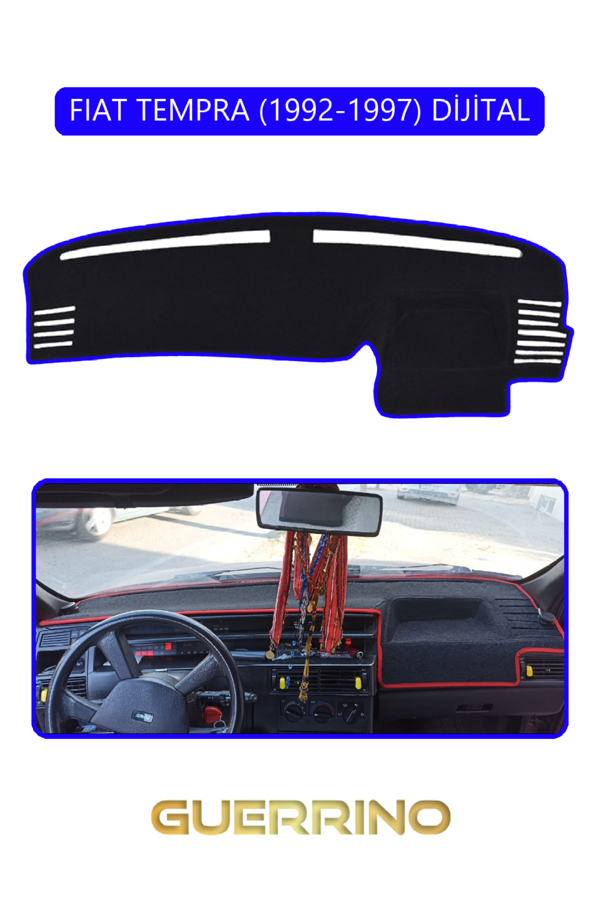 Alisevashop Fıat Tempra 1992-1997 Modellerine Uygun Dijitaltorpido Koruma Halısı Mavi Kenar  - Image 1