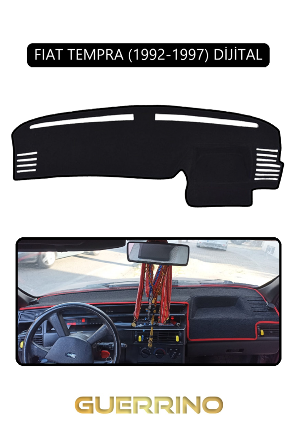 Alisevashop Fıat Tempra 1992-1997 Modellerine Uygun Dijitaltorpido Koruma Halısı Siyah Kenar  - Image 1