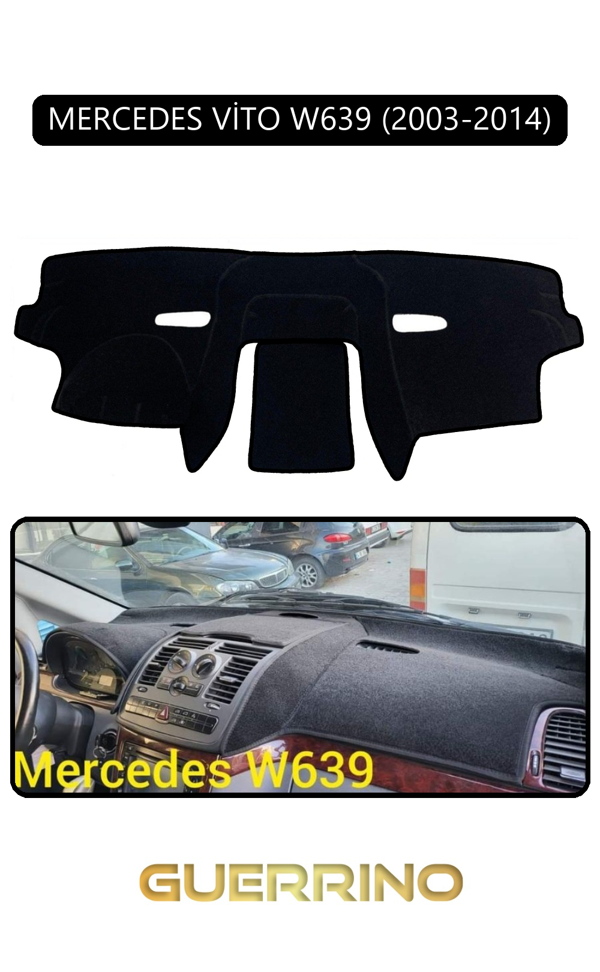 Alisevashop Mercedes Vito W639 2003-2014Torpido Koruma Halısı Siyah Kenar  - Image 1