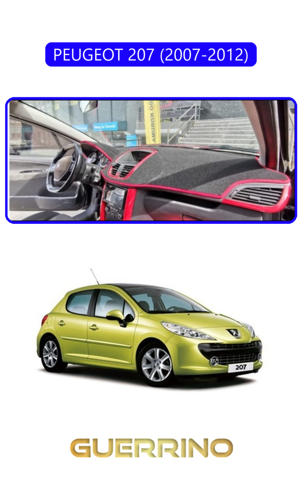 Alisevashop Peugeot 207 (2007-2012)Torpido Koruma Halısı Mavi Kenar  - Image 1