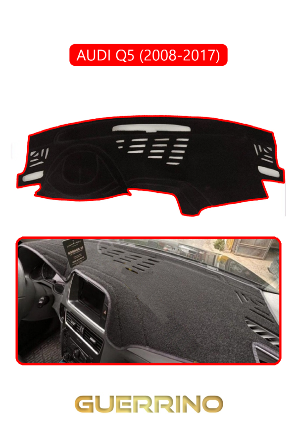 Alisevashop Audi Q5 2008-2017Torpido Koruma Halısı Kırmızı Kenar  - Image 1