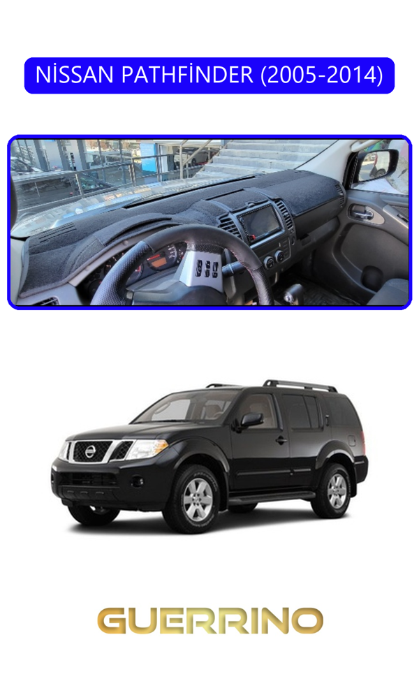 Alisevashop Nissan Pathfinder 2005-2014Torpido Koruma Halısı Mavi Kenar  - Image 1