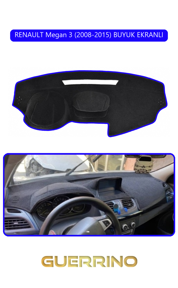 Alisevashop Renault Megan 3 (2008-2015) Buyuk Ekranlıtorpido Koruma Halısı Mavi Kenar  - Image 1