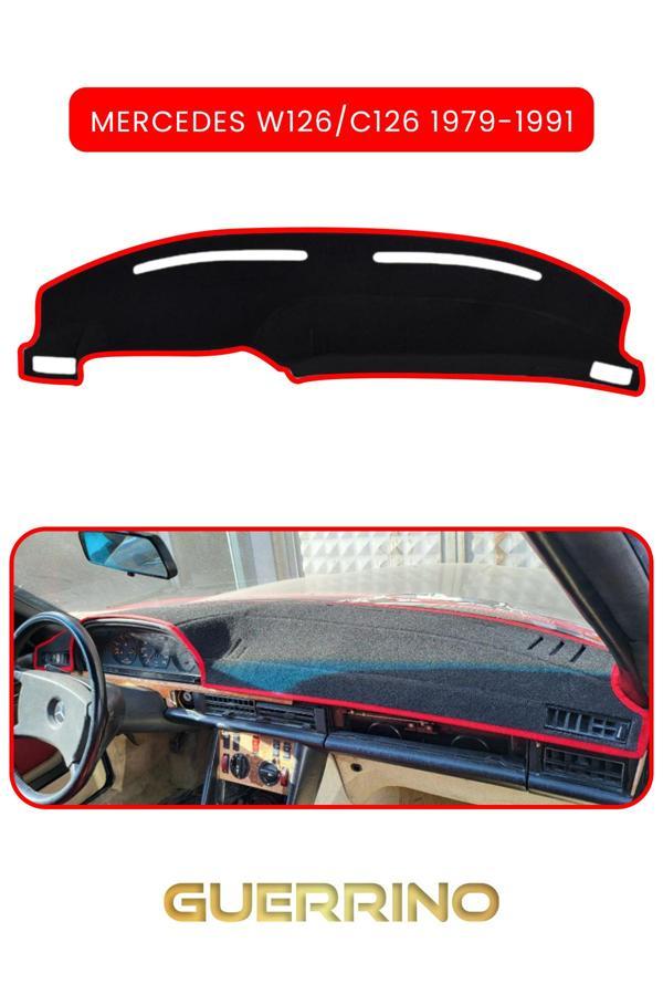 Alisevashop Mercedes W126/C126 1979-1991Torpido Koruma Halısı Kırmızı Kenar  - Image 1