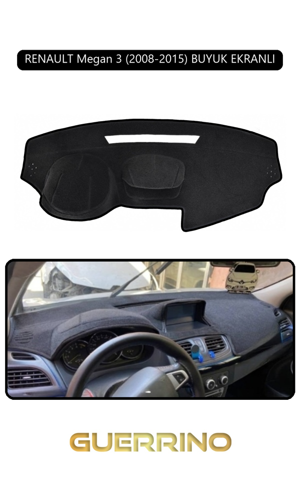 Alisevashop Renault Megan 3 (2008-2015) Buyuk Ekranlıtorpido Koruma Halısı Siyah Kenar  - Image 1