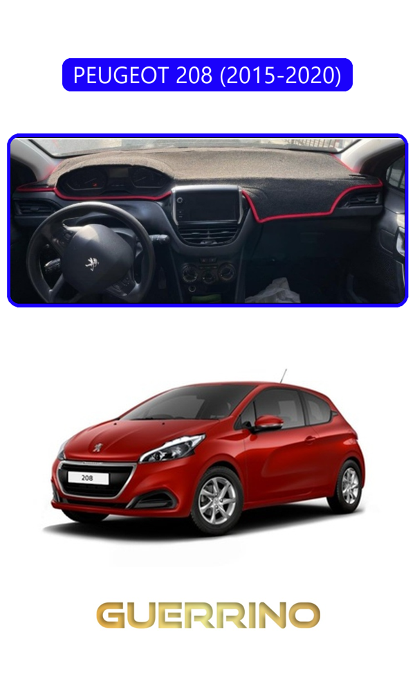 Alisevashop Peugeot 208 (2015-2020)Torpido Koruma Halısı Mavi Kenar  - Image 1