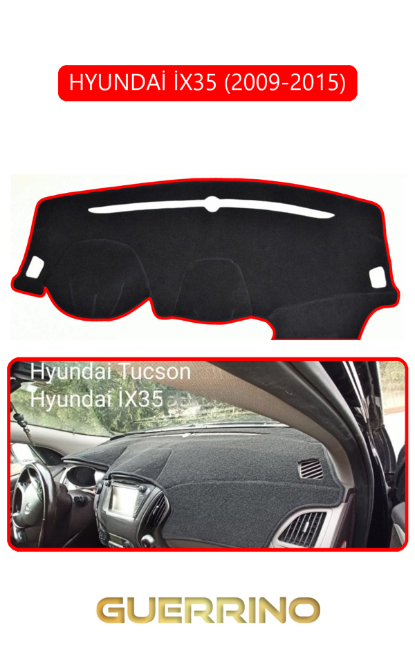 Alisevashop Hyundai İx35 2009-2015Torpido Koruma Halısı Kırmızı Kenar  - Image 1