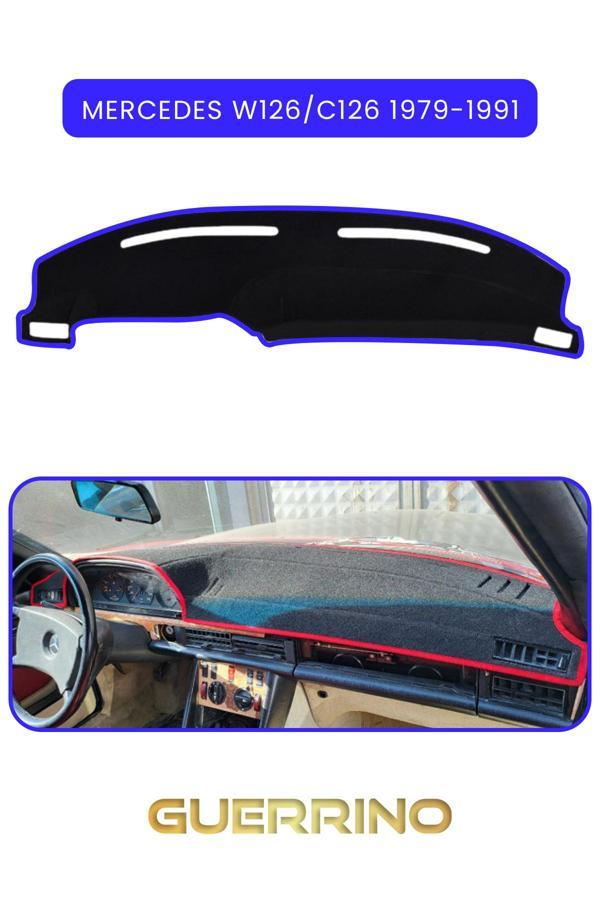 Alisevashop Mercedes W126/C126 1979-1991Torpido Koruma Halısı Mavi Kenar  - Image 1